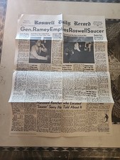 ROSWELL DAILY RECORD JULY  9 1947, FLYING SAUCER NEWSPAPER HEADLINE REPRINT picture