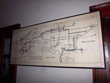 VINTAGE 1955 FIFTH AVENUE COACH LINES NY NYC BUS SIGN TERMINAL MAP MANHATTAN ART picture