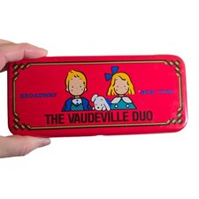 Vintage 1984 Sanrio The Vaudeville Duo Tin Pencil Case Eddy Emmy Colleen Japan picture