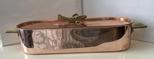 Vintage 3 Pc Copper Fish Poacher/vegetable Steamer Pan W/Handles 15 x 5.5 x 3.5