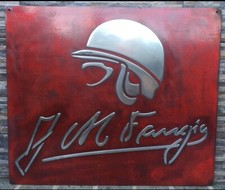 Fangio Vintage Steel Garage Sign 20x24 Handmade Aluminum Relief picture