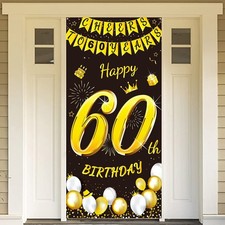 DPKOW Black Gold 60th Birthday Decoration for Man Woman, Black Gold Happy 60t... picture