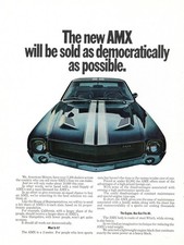 Vintage 1968 AMC AMX 2-Page Ad New AMX Democratic Sales American Motors picture