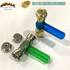 Inhale®️ 2PCS Tobacco Smoking Metal Pipe acrylic mouth tip w 10 brass screen picture