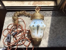 Vintage Fenton Opalescent Dot & Mitre Hanging Swag Lamp 1940’s Refurb picture