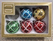 5 Vintage Lanissa Christmas Ornaments West Germany Plastic Tray With Box picture