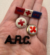 Vintage WW ll American Red Cross Lot ARC IFO Oversees Ribbon Pins 1924 Badges picture