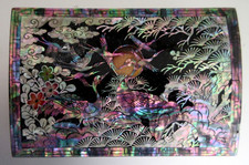 Small Exquisite Vintage Inlaid Abalone Black Lacquer CHINESE TRINKET BOX picture