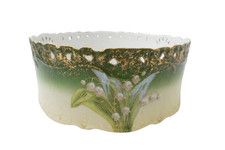 Victoria Carlsbad Austria Hand Painted Lily Valley Porcelain Jardiniere Bowl picture
