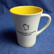 Starbucks 2006 Coffee Mug Percolator White Ceramic Cup Yellow Interior 12 oz picture