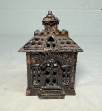 Miniature Rare antique Kenton Toys cast iron building still coin dime state bank picture