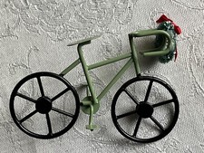 VINTAGE STYLE MINIATURE METAL LIME GREEN  BICYCLE DECORATED FOR CHRISTMAS DECOR. picture