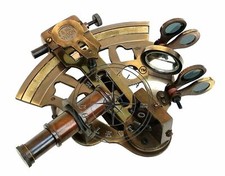Antique Brass Working Marine Sextant Collectible Vintage Nautical Ship Astrolabe picture