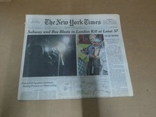 New York Times July 8 2005 London Bombings Subway Bus Blast Newspaper picture