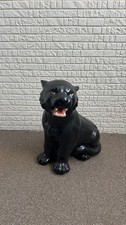 Black Panther Ceramics Figurine Large 45cm Collectible Art Deco Black Gloss picture