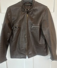 Harley Davidson Vintage 1970s AMF Cafe Racer Leather Jacket Mandarin Collar 42 picture