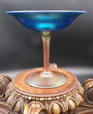 Antique Frederick Carder Steuben #2670 BLUE & BROWN AURENE Art Glass Compote picture