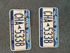 New York State License Plate Pair (2001-2010) Skyline Niagara Falls Empire State picture