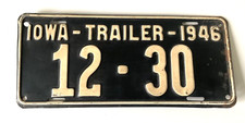 Rare 1946 IOWA TRAILER LOW DIGIT 12-30 License Plate ALL ORIGINAL picture