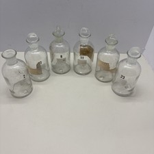 🇺🇸 VTG Clear Glass Apothecary 7 Bottles 6 Stoppers Wheaton Millville NJ. #181 picture