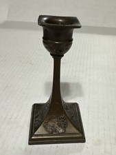 Antique Art Nouveau Bronze Candlestick Holder Grape Vine Single Taper Unsigned picture