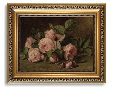 KISSFOX Gold Framed Wall Art Rose Floral Dark Botanical Rustic For Living Room picture
