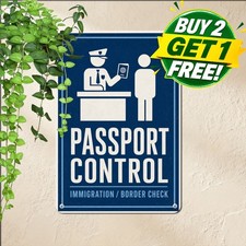 International Border Passport Control Travel Notice Plaque Metal Tin Sign picture