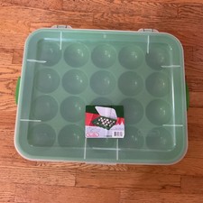 Sterilite Christmas Ornament Storage Case 20 Compartment Green Holiday Organizer picture