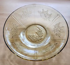 Vintage Federal Amber Glass Bowl Sharon Cabbage Rose Pattern 8.5