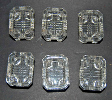 Vintage EAPG Clear Pressed Glass Rectangular Footed Salt Cellars Dips - Set of 6 picture