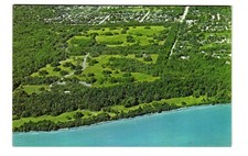 Aerial view the SCHLITZ Audubon Center VTG postcard UNP Wisconsin picture