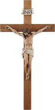 Crucifix Wall Cross - 14 Inch Olive Wood Wall Crucifix, Hand Painted Resin picture