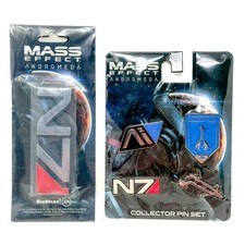 Mass Effect 3D N7 Car Emblem & Collector Pin Set Lot Bioware Thinkgeek Andromeda picture