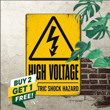 Danger Electric Shock Warning Sign High Voltage Metal Wall Plaque picture