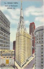 Chicago Temple First Methodist Church IL Linen Curteich Postcard picture