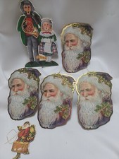 1977-86 Vintage Santa Die Cut Christmas Ornaments Victorian Lot Of 6 EC picture