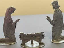 Vintage Metzke 1984 Pewter Christmas Nativity Scene Set Of 3 Made In Germany picture