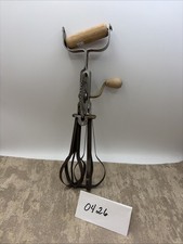 Vintage A&J High Speed Eggbeater w Wood Knob and Handle 1930-1940’s picture