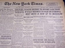 1935 SEPTEMBER 27 NEW YORK TIMES - LEAGUE TO INVOKE SANCTIONS ON ITALY - NT 1970 picture