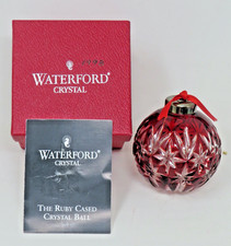 Waterford Ruby Red Cased Crystal 1998 Ball Ornament Hand Signed Dated Jim OLeary picture