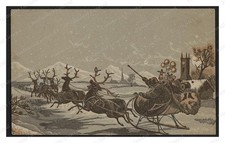 Santa Sleigh Reindeer Standard Postcard COPY RPPC picture