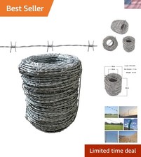 High-Strength 328FT Barbed Wire - 15 Gauge 4 Point, Ideal for Fencing & Crafting picture