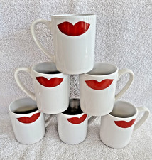 2-Coffee Mug Graydon Hall White Red Lips Lipstick Kiss Sealed with a Kiss 2 Mugs picture