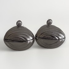 Silver Recycled Aluminum Threshold Studio McGee Clam Shell Trinket Box (2) NEW picture