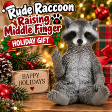 Hilarious Rude Raccoon Middle Finger Figurine Woodland Wonders - Holiday Gift picture