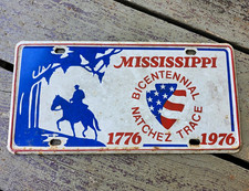 Mississippi Bicentennial License Plate Natchez Trace 1776-1976 picture