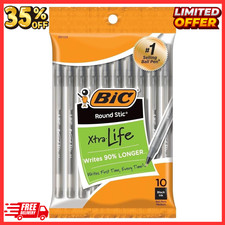 Pack of 10 Ballpoint Pen - Black Ink Ball Point Pens for Office Writing School picture