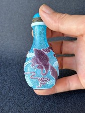 Collection Chinese Beijing Glaze Carved Bottle Crane Exquisite Statue Nice Art picture