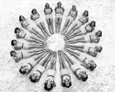 Vintage Swim Party 1940s Bathing Suit Beach Girls in a Circle Fun 8x10 Print picture