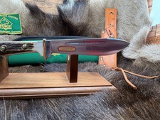 1971 Vintage Puma 6398 Hunter's Friend Knife Stag Handles Mint Green Puma Pouch picture